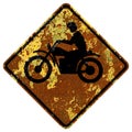 Old rusty American road sign - Motorcycle crossing, New York State