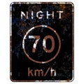 Old rusty American road sign - Night Speed Limit metric