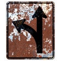 Old rusty American road sign - Option sign for Left turn or Straight Royalty Free Stock Photo