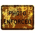 Old rusty American road sign - Photo enforced