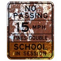 Old rusty American road sign - School zone speed limit sign, Arizona Royalty Free Stock Photo