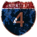 Old rusty American road sign - Single-digit interstate route shield Royalty Free Stock Photo