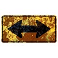 Old rusty American road sign - Two direction large arrow