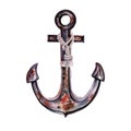 Old rusty anchor of marine ship vessel with rope. Marine themes. Royalty Free Stock Photo