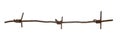 Old, rusty barbed wire isolated on a white background, clipping path, no shadows. Fragment of old barbed wire isolate. Element for