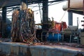 Old rusty barge moored in New York City, Manhattan, NYC, NY, USA