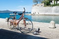 Old rusty bicycle by the sea