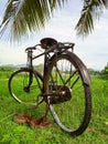 The Old Rusty Bike of Asian's Traditional Farmer Royalty Free Stock Photo