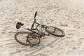 Old rusty bike on the beach sand in Goa, India Royalty Free Stock Photo