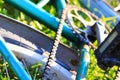 Old Rusty Bike on Grass in Camp Royalty Free Stock Photo