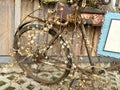 Old rusty bike on the street. Decoration from an old bicycle Royalty Free Stock Photo
