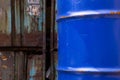 Old rusty blue drums