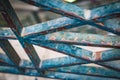 Old rusty blue green forged fence, close up Royalty Free Stock Photo