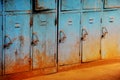 Old rusty blue lockers