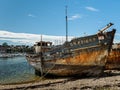 Old rusty boats in the boat cemetery