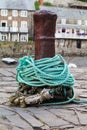 An old rusty bollard on a quayside Royalty Free Stock Photo