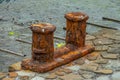 Old rusty bollarnd in a mooring in Tenerife