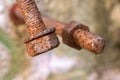 Old, rusty bolt with nut Royalty Free Stock Photo