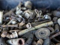 Old rusty bolt and nuts.,Pile of metal scrap background