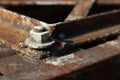 Old rusty bolted joint on the iron structure Royalty Free Stock Photo