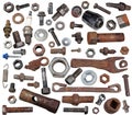 Old rusty bolts, nuts and mechanical parts Royalty Free Stock Photo