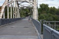 Old rusty bridge over the Dnipro river