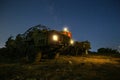 Old rusty broken Russian military vehicle at night Royalty Free Stock Photo