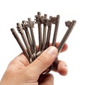 Old rusty bunch of keys in hand Royalty Free Stock Photo