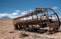 Old rusty bus in Atacama desert in Chile