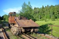 Old rusty cable skidder of the Soviet era Royalty Free Stock Photo