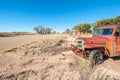 Old rusty car on Route 66 Royalty Free Stock Photo