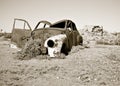 Old rusty car in the desert Royalty Free Stock Photo