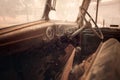 Old rusty car interior Royalty Free Stock Photo