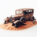 An old, rusty car stuck in the sand. Royalty Free Stock Photo