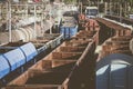 Old rusty cargo trains waiting to renovation