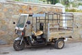 TETOUAN, MOROCCO - MAY 24, 2017: Old rusty cargo tricycle on the Tetouan streets in Northern Morocco