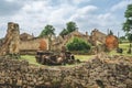 Old rusty cars left behind in Oradour-sur-Gllane, France