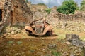 Old rusty cars left behind in Oradour-sur-Gllane, France