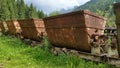 Old rusty carts for transporting materials from the mine. Schilpario, Bergamo, Italy Royalty Free Stock Photo