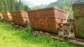 Old rusty carts for transporting materials from the mine. Schilpario, Bergamo, Italy Royalty Free Stock Photo