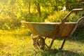 The old rusty cement cart, Cart mortar on nature.