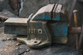 An old and rusty central forge. Bench vise Royalty Free Stock Photo