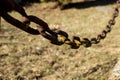 Old rusty chain. The fastening elements of the chain. Chain links