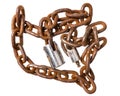 Old rusty chain with a lock Royalty Free Stock Photo