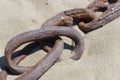 Rusty chain at the beach Royalty Free Stock Photo