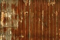 old rusty corrugated metal wall background Royalty Free Stock Photo