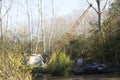 Old rusty crane in the Parana delta jungle in Tigre Buenos Aires Argentina