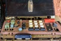 Old, rusty and damaged mechanical calculating machine