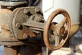 An old rusty dirty control valve on the pipe Royalty Free Stock Photo