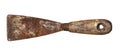 An old rusty and dirty putty knife isolated